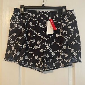 Baleaf Black and White Floral Women's Athletic or Swim Shorts